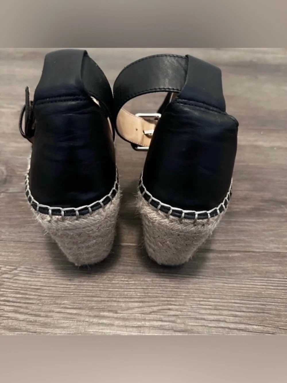 ❤️ Black GAP Wedge Espadrilles Ankle Strap - Size 8